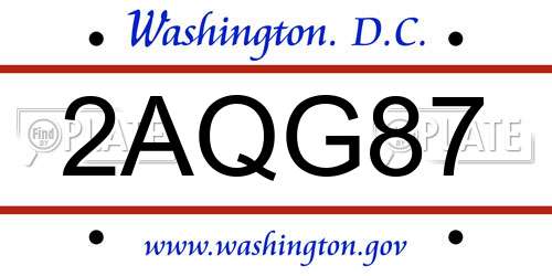 2AQG87 District Of Columbia License Plate