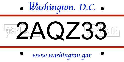 2AQZ33 District Of Columbia License Plate