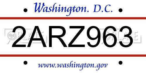 2ARZ963 District Of Columbia License Plate