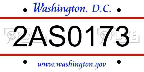 2AS0173 District Of Columbia License Plate