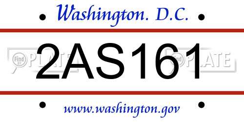 2AS161 District Of Columbia License Plate