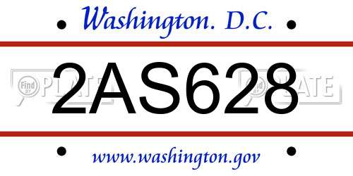 2AS628 District Of Columbia License Plate