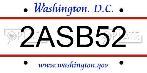 2ASB52 District Of Columbia License Plate