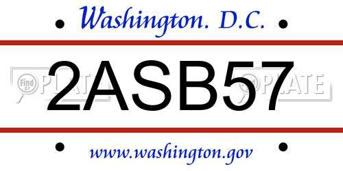 2ASB57 District Of Columbia License Plate