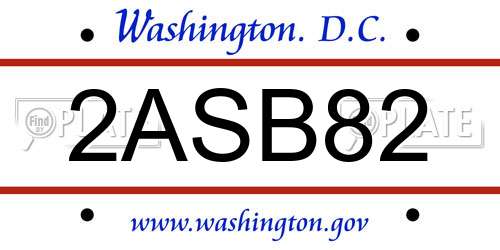 2ASB82 District Of Columbia License Plate