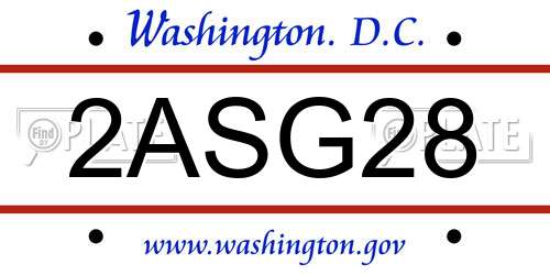 2ASG28 District Of Columbia License Plate