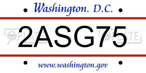 2ASG75 District Of Columbia License Plate