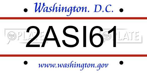 2ASI61 District Of Columbia License Plate