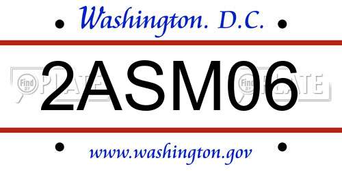 2ASM06 District Of Columbia License Plate