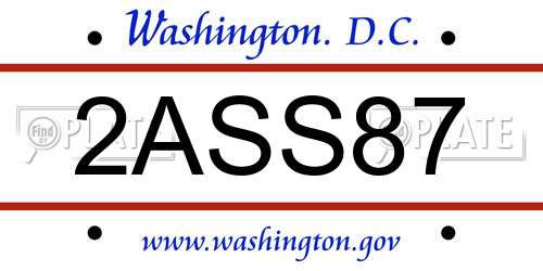 2ASS87 District Of Columbia License Plate