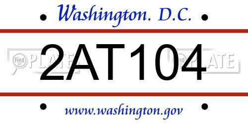 2AT104 District Of Columbia License Plate