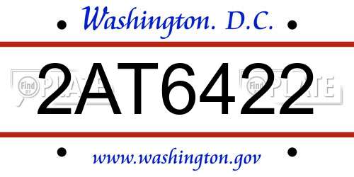 2AT6422 District Of Columbia License Plate