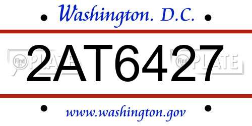 2AT6427 District Of Columbia License Plate