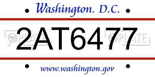 2AT6477 District Of Columbia License Plate