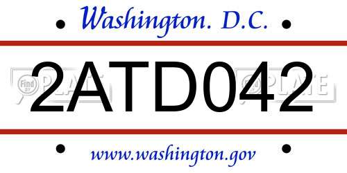 2ATD042 District Of Columbia License Plate