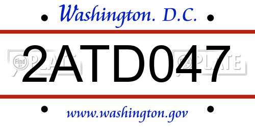 2ATD047 District Of Columbia License Plate