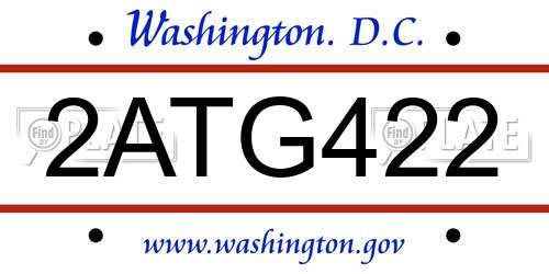 2ATG422 District Of Columbia License Plate
