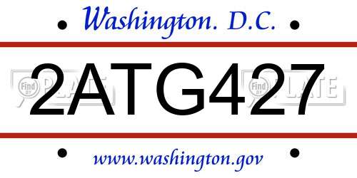 2ATG427 District Of Columbia License Plate