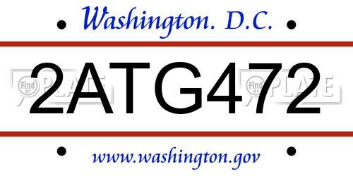 2ATG472 District Of Columbia License Plate