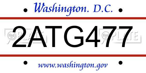 2ATG477 District Of Columbia License Plate