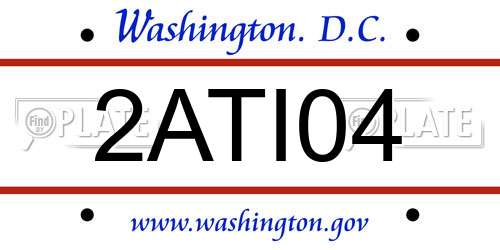 2ATI04 District Of Columbia License Plate