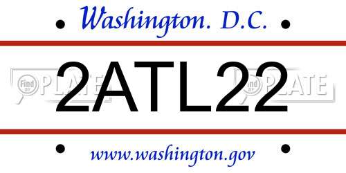 2ATL22 District Of Columbia License Plate