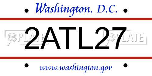 2ATL27 District Of Columbia License Plate
