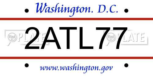 2ATL77 District Of Columbia License Plate