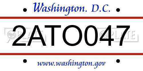 2ATO047 District Of Columbia License Plate