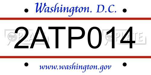 2ATP014 District Of Columbia License Plate