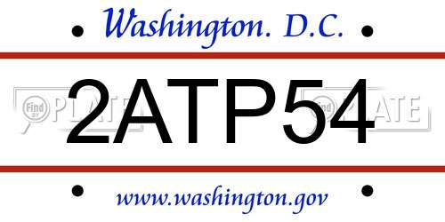2ATP54 District Of Columbia License Plate