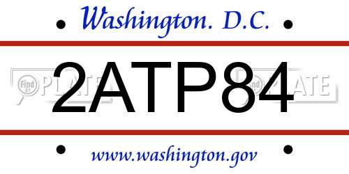 2ATP84 District Of Columbia License Plate
