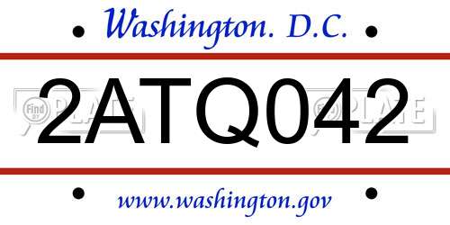 2ATQ042 District Of Columbia License Plate
