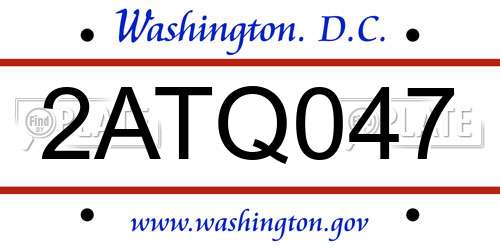 2ATQ047 District Of Columbia License Plate
