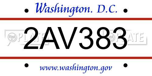 2AV383 District Of Columbia License Plate