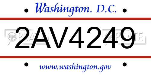 2AV4249 District Of Columbia License Plate