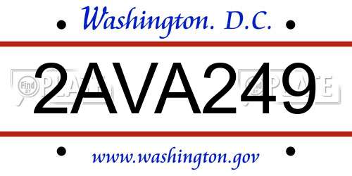 2AVA249 District Of Columbia License Plate