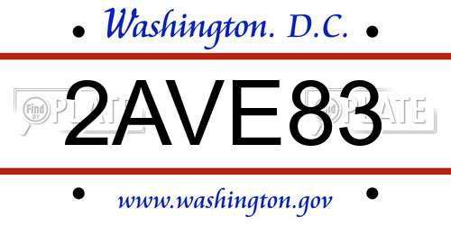 2AVE83 District Of Columbia License Plate