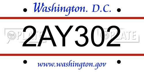 2AY302 District Of Columbia License Plate