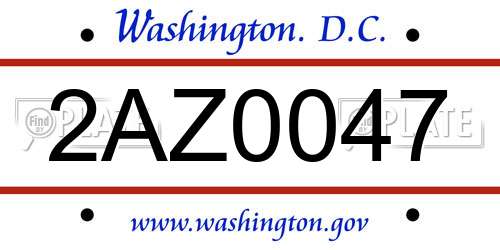 2AZ0047 District Of Columbia License Plate