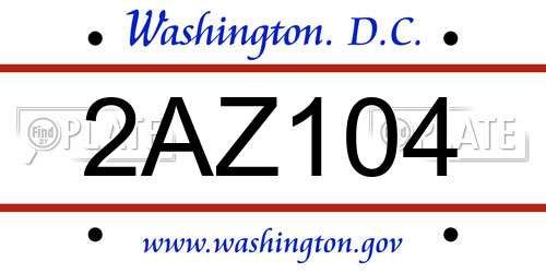 2AZ104 District Of Columbia License Plate
