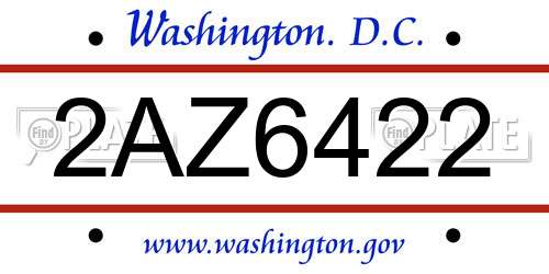 2AZ6422 District Of Columbia License Plate