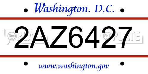 2AZ6427 District Of Columbia License Plate