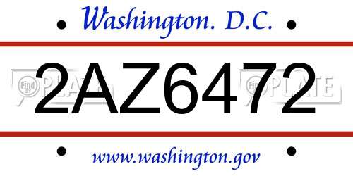 2AZ6472 District Of Columbia License Plate