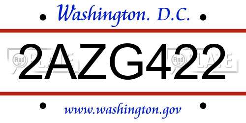 2AZG422 District Of Columbia License Plate