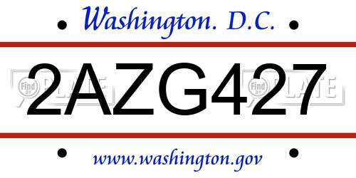 2AZG427 District Of Columbia License Plate