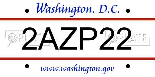 2AZP22 District Of Columbia License Plate