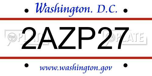 2AZP27 District Of Columbia License Plate