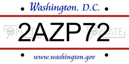 2AZP72 District Of Columbia License Plate