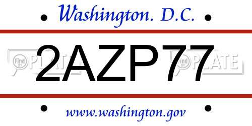 2AZP77 District Of Columbia License Plate